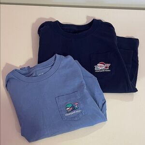 Vineyard Vines Kids' Long Sleeve Tees in Light Blue and Navy